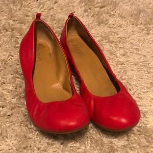 Red leather J. Crew flats